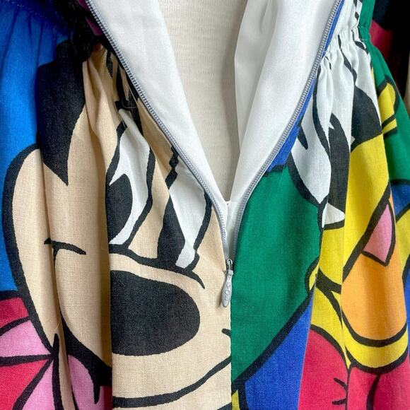 Unique VTG Handmade Dress S Minnie Mickey Mouse Donald Duck Puff Sleeve Retro - Picture 5 of 9